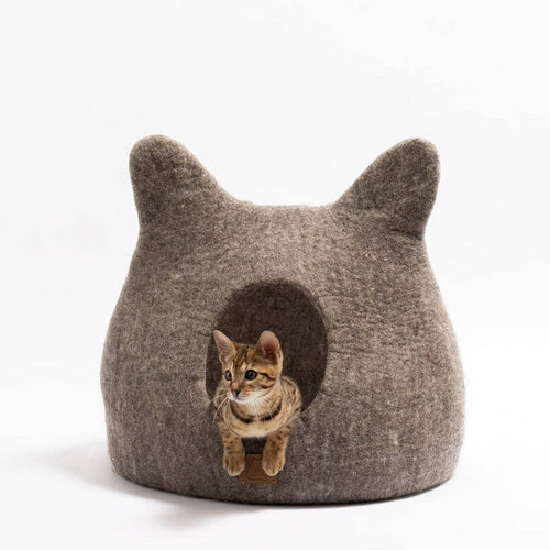 Whimsical Cat Ear Cave Bed - Earth Brown: Large