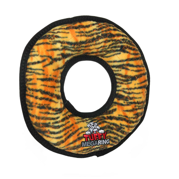 Tuffy Mega Ring Tiger, Durable, Tough, Squeaky Dog Toy