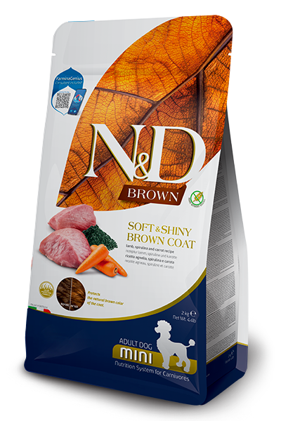 Farmina N&D Brown Adult Mini Lamb, Norwegian Kelp, And Carrot Recipe Dry Dog Food (4.4 LB)