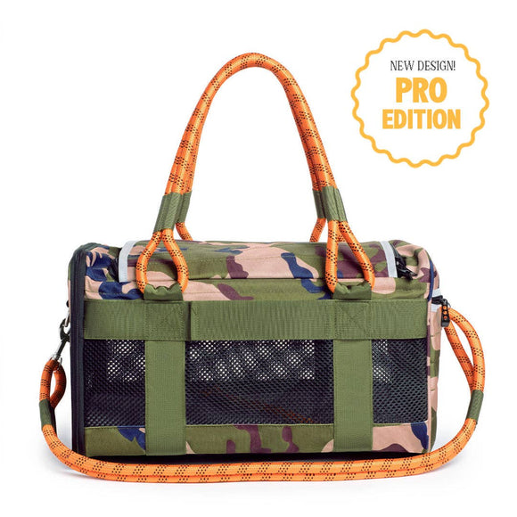 OUT-OF-OFFICE PET CARRIER PRO EDITION: CAMO / ORANGE / SMALL - UP TO 15LBS