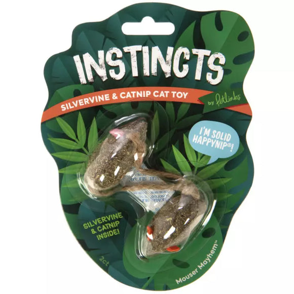 Petlinks® Instincts Mouser Mayhem™ HappyNip™ Silvervine & Catnip Compressed Catnip Cat Toy (Set of 2)