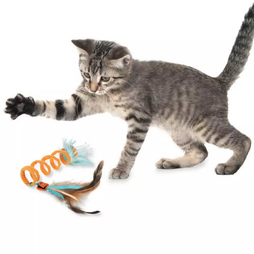 Petlinks® Instincts Crazy Coil™ Springy Cat Toy with Fringe and Detachable Feather Cat Toy (Springy with Fringe and Detachable Feather)