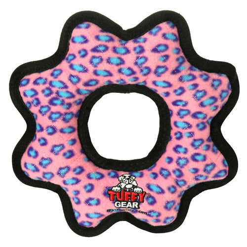 Tuffy Ultimate Gear Ring - Pink Leopard, Squeaky Dog Toy