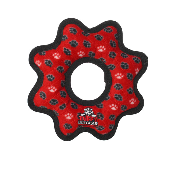 Tuffy Ultimate Gear Ring - Red Paw, Squeaky Dog Toy