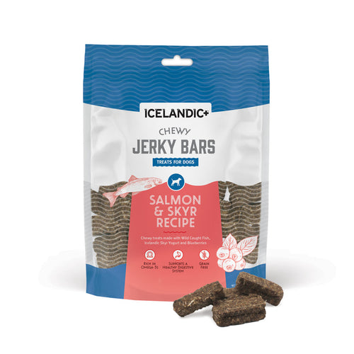 Icelandic Chewy Jerky Bars Salmon Skyr Blueberries Recipe Dog Treats 2.5 oz Atlanta GA The Pet Set