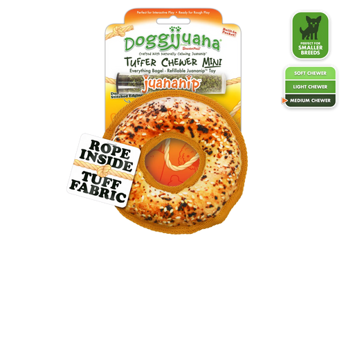 Doggijuana Tuffer Chewer Mini Refillable Everything Bagel Toy