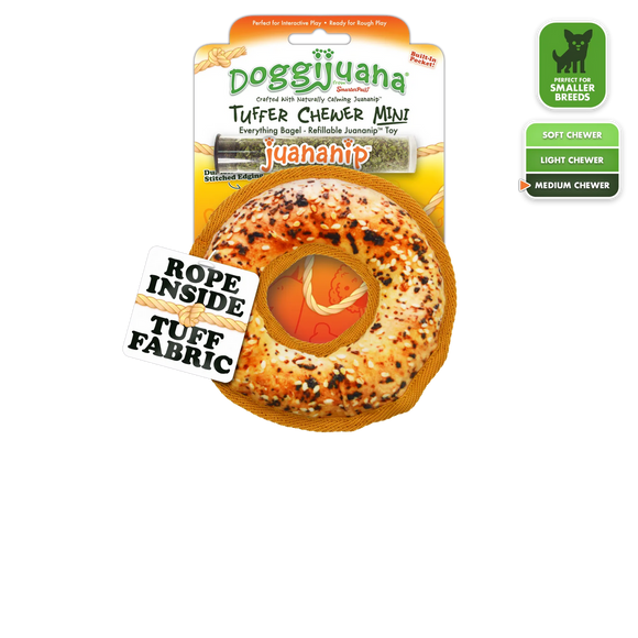 Doggijuana Tuffer Chewer Mini Refillable Everything Bagel Toy