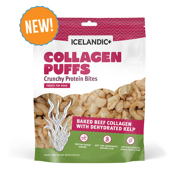 Icelandic Beef Collagen Puffs with Kelp Treats for Dogs (2.5 oz)
