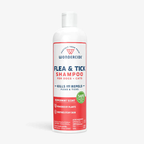 Wondercide Peppermint Scent Flea & Tick Shampoo for Dogs + Cats with Natural Essential Oils