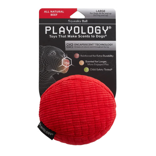 Playology Plush Squeaky Ball Dog Toy (Beef Small)