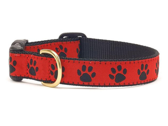 Up Country Red and Black Paw Dog Collar