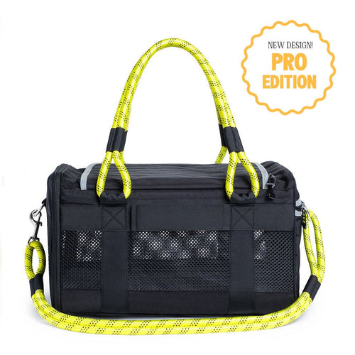 OUT-OF-OFFICE PET CARRIER PRO EDITION: BLACK / YELLOW / LARGE - UP TO 25LBS