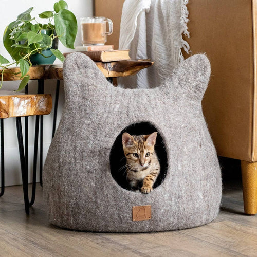 Whimsical Cat Ear Cave Bed - Earth Brown: Large