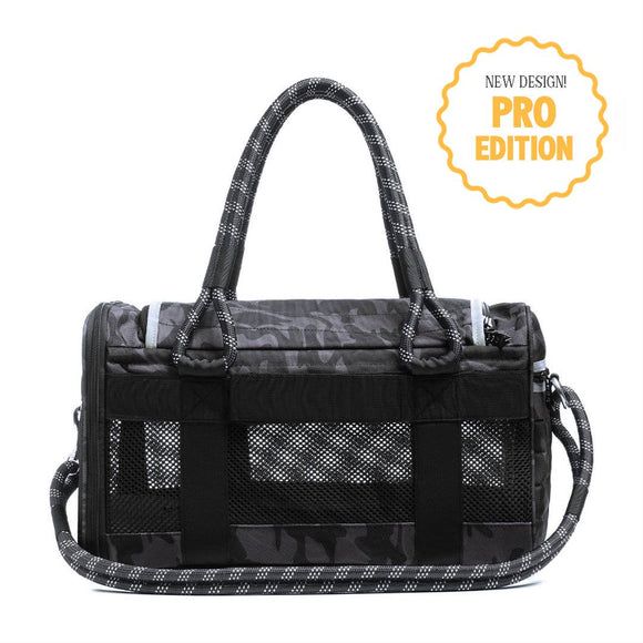 OUT-OF-OFFICE PET CARRIER PRO EDITION: BLACK CAMO / BLACK / SMALL - UP TO 15LBS