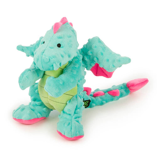 GoDog Dragon w/Chew Guard Plush Dog Toy Blue Large