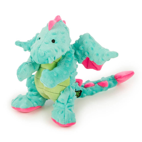 GoDog Dragon w/Chew Guard Plush Dog Toy Blue Large