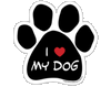 Imagine This I Love My Dog Paw Shaped Car Magnet