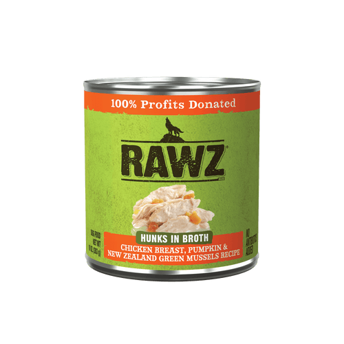Rawz Hunks In Broth Chicken Breast, Pumpkin & New Zealand Green Mussels Dog Food Recipe