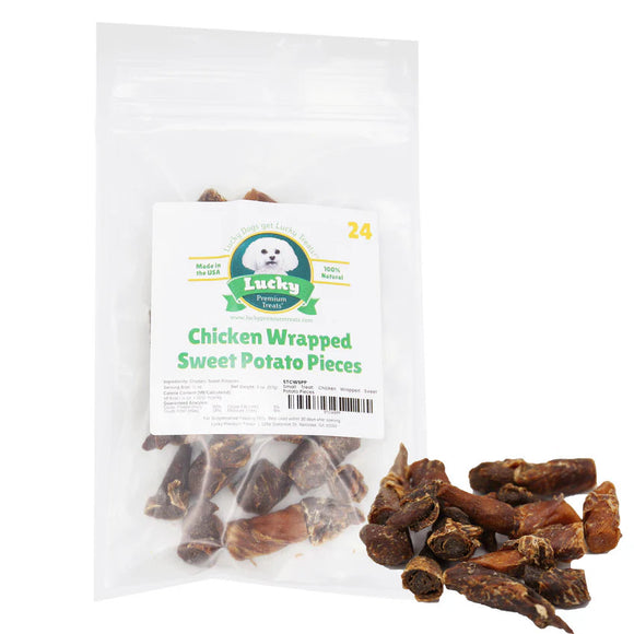 Lucky Small Treat Chicken Wrapped Sweet Potato Pieces Dog Treats