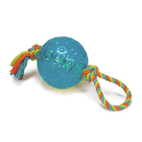 PetEdge Chomper 5 TPR Ball with Rope Tugs Dog Toy