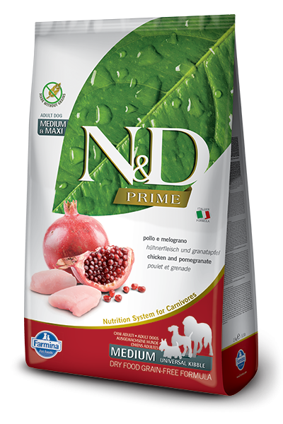 Farmina Prime N&D Natural & Delicious Grain Free Medium Adult Chicken & Pomegranate Dry Dog Food