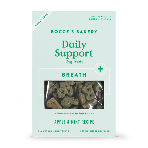Bocce's Bakery Daily Support Apple & Mint Recipe Functional Breath Biscuit Dog Treats