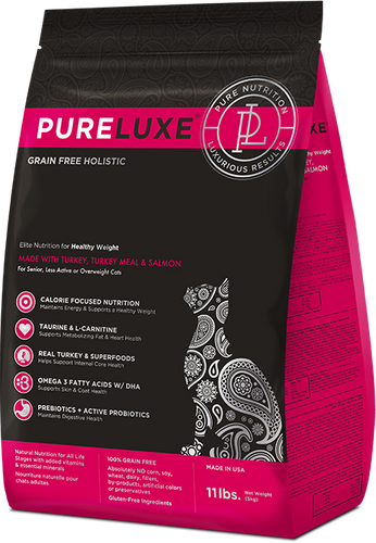 PureLUXE Grain Free Holistic Elite Nutrition Healthy Weight Turkey, Chicken Meal, & Salmon Cat Food