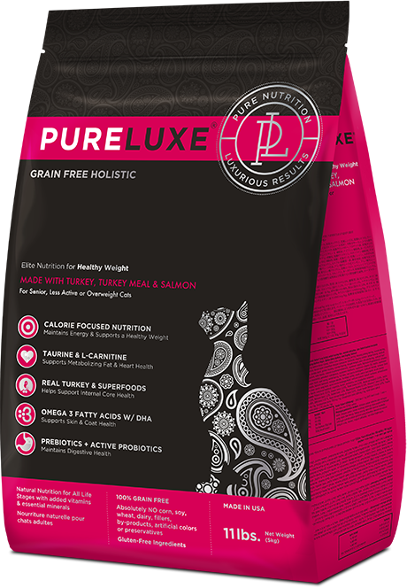 PureLUXE Grain Free Holistic Elite Nutrition Healthy Weight Turkey, Chicken Meal, & Salmon Cat Food