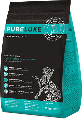 PureLUXE Grain Free Holistic Elite Nutrition Chicken, Chickepeas, & Salmon Kitten Food