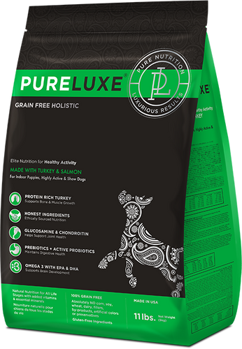 PureLUXE Elite Nutrition Grain Free Holistic Turkey & Split Peas Healthy Activity Dog Food