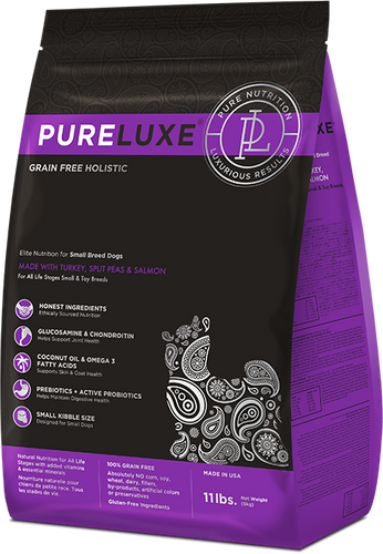 PureLUXE Elite Nutrition Grain Free Holistic Small Breed Turkey, Split Peas, & Salmon Dog Food