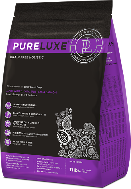 PureLUXE Elite Nutrition Grain Free Holistic Small Breed Turkey, Split Peas, & Salmon Dog Food